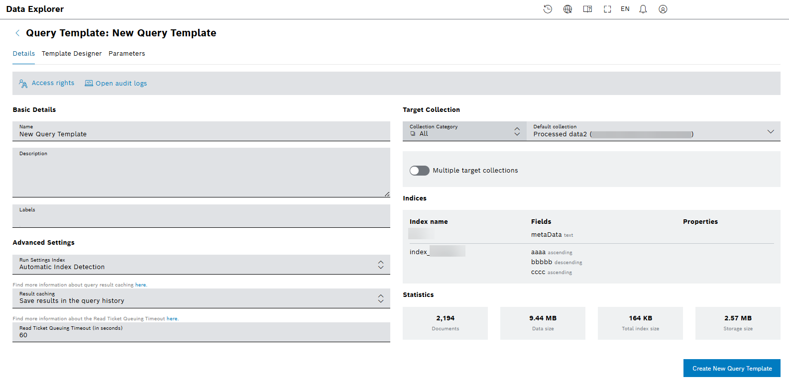 Creating a query template